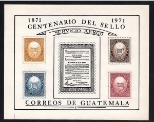 Guatemala Airmail # C458 Postage Stamp Centenary VF OG NH S/S - I Combine S/H