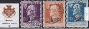 Italy Somalia - Sassone n.109-111 used - Perforation variety on n.109 cv 260$