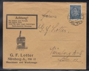 Yugoslavia 1930s Machine & Tools Advertising Cover Zagreb to Nurnberg Germany