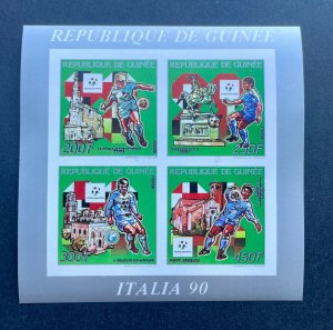 Stamps Sheetlet Football Worldcup Italy 90 (I) Guinea Imperf. 