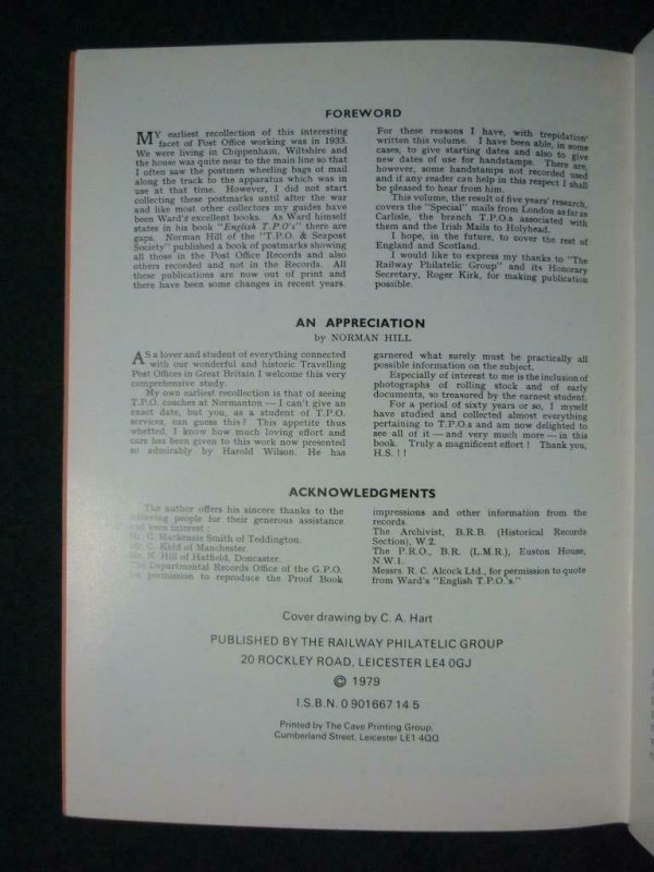 TPO A HISTORY OF THE TRAVELLING POST OFFICES OF GREAT BRITAIN PT 1 by H S WILSON