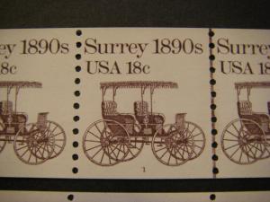 Scott 1907, 18c Surrey, 16 of 18 PNC5 Strips, MNH Transportation Beauties