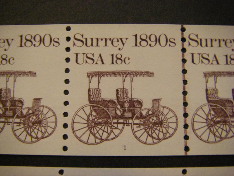 Scott 1907, 18c Surrey, 16 of 18 PNC5 Strips, MNH Transportation Beauties