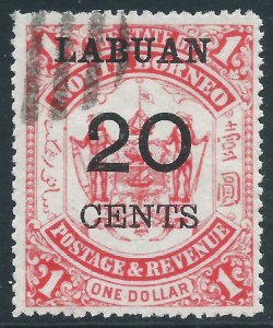 Labuan, Sc #60, 20c on $1, Used