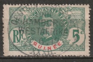 French Guinea 1906 Sc 36 used Hamburg WestAfrika ship line cancel thin