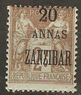 France Off Zanzibar 27 Mi 38 MNH Avg 1900 SCV $35.00