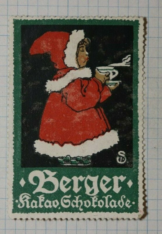 Berger Chocalate Mrs Santa Claus German Brand Poster Stamp Ads