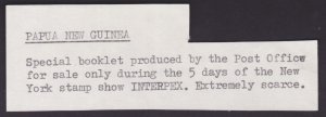 PAPUA NEW GUINEA INTERPEX OPT 1973 70c of booklet MNH Cat. SB5a Block of 10
