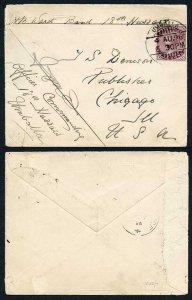 India 1891 soldiers letter to USA from Jutogh counter-signed some faults