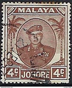 MALAYA JOHORE 1949 4c Browne SG136 FU