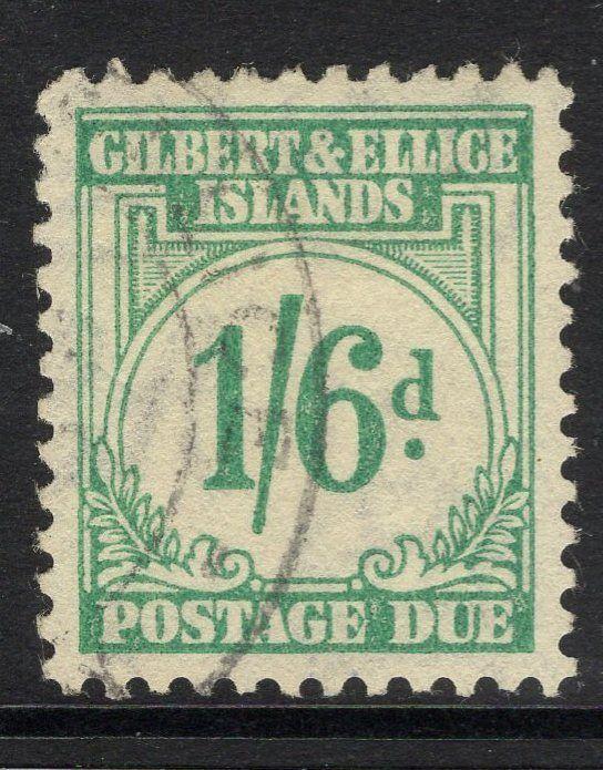 GILBERT & ELLICE IS. SGD8 1940 1/6 TURQUOISE-GREEN POSTAGE DUE FINE USED