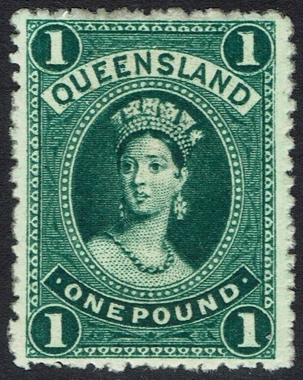 QUEENSLAND 1882 QV CHALON 1 POUND WMK CROWN/Q UPRIGHT 