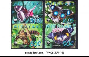 AITUTAKI - 2008 BLUE MOON BUTTERFLY BUTTERFLIES INSECTS - 4V - MNH, WWF