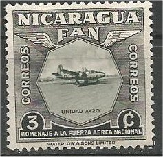 NICARAGUA, 1954, MH 3c, Plane, Scott 757