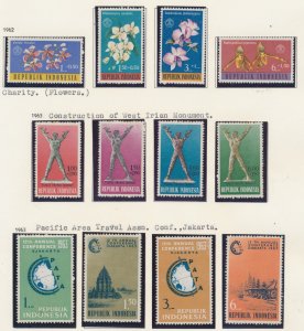 Indonesia 1962 Flowers, Conference, Construction Mi 376-387 Mostly MH