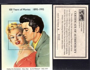 MONTSERRAT #861 1995 MONROE & PRESLEY MINT VF NH O.G S/S W/CERT. aa