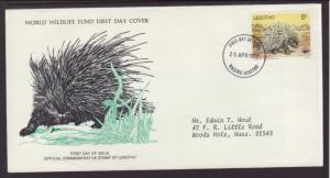 Lesotho 229 Porcupine 1977 WWF Typed FDC