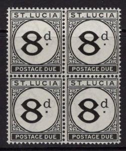 ST.LUCIA SGD6 1947 8d POSTAGE DUE MNH BLOCK OF 4