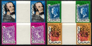 Dominica #608-11* NH  Gutter pairs  CV $2.20+  Sir Rowland Hill, Stamps