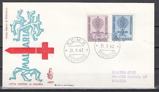 Italy, Scott cat. 863-864. World Against Malaria issue. First day cover.