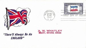 1943 FDC, #917, 5c Overrun Country - Yugoslavia, patriotic (England)