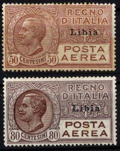 Libya #C1-C2 Italian Colony Airmail Postage Overprint Stamps 1928 Mint LH