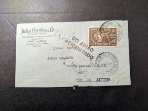 1941 Brazil Airmail Crash Cover Porto Alegre to Rio De Janeiro PP PBD