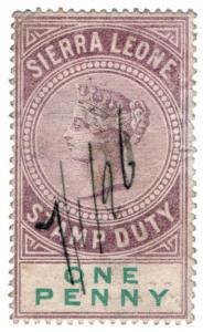 (I.B) Sierra Leone Revenue : Duty Stamp 1d