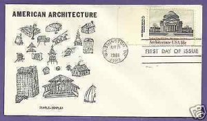 1928  AMERICAN ARCHITECTURE 18c 1981, U/A FIRST DAY COVER.