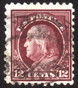 1915, US 12c, Franklin, Used, thin, Sc 435