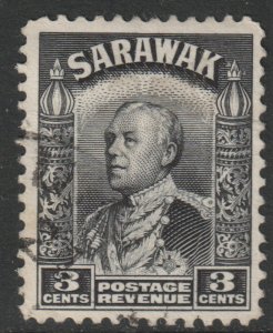 Sarawak Scott 112 - SG108, 1934 Sir Charles Vyner Brooke 3c Black used