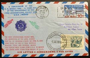 1959 McAllen TX USA Airmail cover To Reynosa Mexico Rocket Mail Flight 23 Years