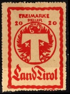 1919 Austria Local Issue Tirol State 20 Heller Packet Control Stamp Unused