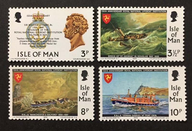 Isle of Man 1973 #36-9, Lifeboat Institution, MNH.