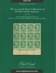 L. Beck Collection, British North America, R.A. Siegel, Sale #916, June 28, 2006