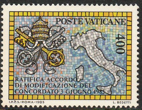 VATICAN 765, RATIFICATION OF THE CONCORDATE AGREEMENT. MINT, NH. F-VF. (457)
