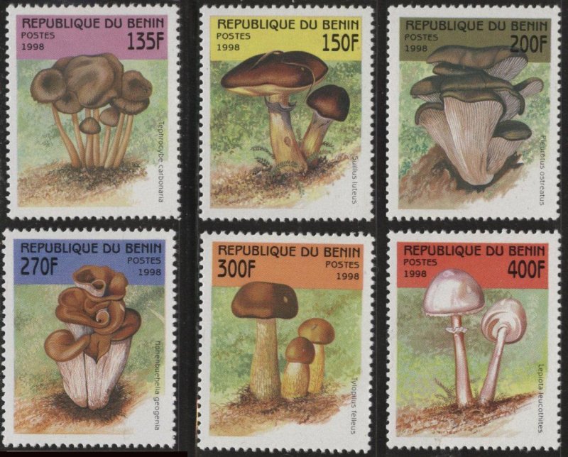 Benin 1055-1060 (mnh set of 6) mushrooms (1998)