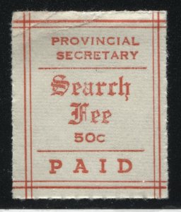 Manitoba 1956 Search Fee 50 cents Paid mint no gum