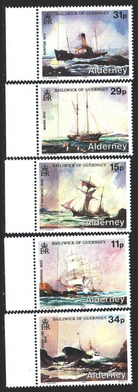 Alderney. 1987. 32-36. Shipwrecks, ships. MNH.