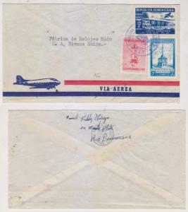 DOMINICAN REPUBLIC 1954 ABORTED AIR -ERASED ON ENVELOPE- MONTE PLATA-SWITZERLAND