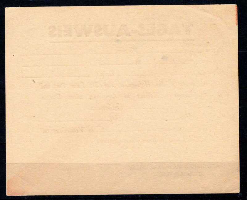 GB Channel Islands GUERNSEY WW2 Germany Occupation Card AUSWEIS Harbour SS414