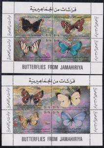 Libya # 966, (footnote) Butterflies in Mini Sheets of Four, NH, 1/2 Cat.