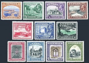 Cyprus 125-135, hinged. Mi 118-128. King George V, 1934. Landmarks, Churches,