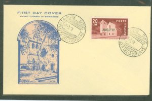 Italy/Trieste (Zone A) 47 1949 20L Basilica of St. Just (AMG - FTT  overprint) on a cacheted unaddressed FDC