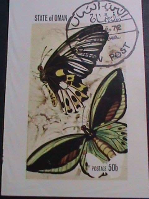 ​OMAN STAMP-1972 WORLD INSETS-LOVELY BUTTERFLY IMPERF: CTO S/S SHEET VERY FINE