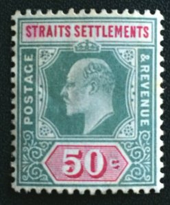 MALAYA 1905 Straits Settlements KEVII 50c MLH wmk MCCA SG#135 M4017