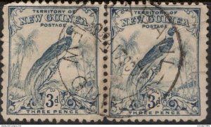 NEW GUINEA 1932 3d Blue Horizontal Pair Bird of Paradise SG180 Used