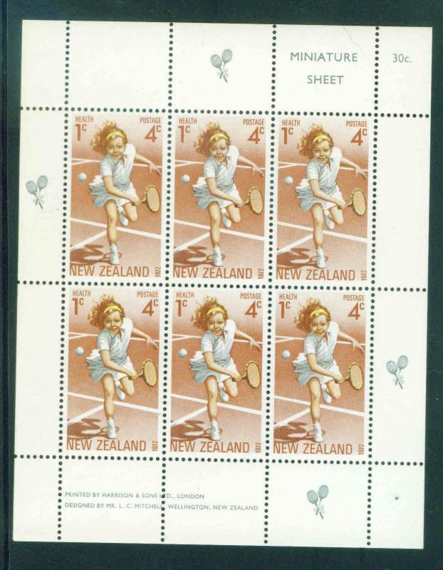 New Zealand Scott B86a Girls Tennis sheet MNH** 1972 CV$10