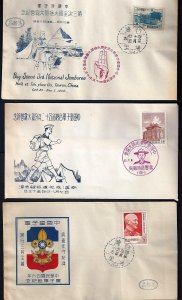 CHINA 1956 THREE SCOUT JAMBOREE COVER WITH SCOUT CACHETS