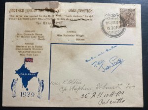 1929 Dum Dum India Joan Page Pilot Steven Smith Signed Air Cover to Calcutta